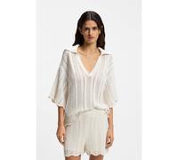 BOSS Cotton-blend sweater with knitted wave structure - Style C_Fordeaux, 50559808 Natural L