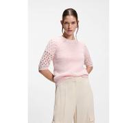 BOSS Cotton-blend sweater with open-knit sleeves - Style Fanuka, 50561355 light pink XS