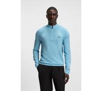 BOSS Cotton-blend sweater with quarter zip and body-mapping - Style K_Momentum-Lite MN, 50541945 Light Blue XL
