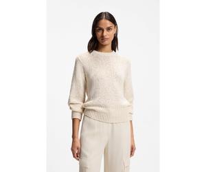 BOSS Cotton-blend sweater with structured knit - Style Fibiscus, 50561362 Light Beige M