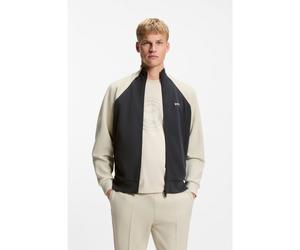 BOSS Cotton-blend sweatshirt with contrast piping - Style SW_Join Skaz, 50553566 White / Dark Blue L