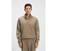 BOSS Cotton-blend sweatshirt with zip neck - Style H-Stimmann 109, 50543887 Light Brown XXL
