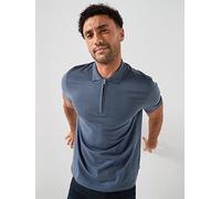 BOSS Cotton Blend Zip Collar Polo Shirt, Blue, Size M, Men Blue