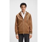 BOSS Cotton-blend zip-up hoodie with patterned drawcords - Style C-Spence 109, 50543427 Brown XXXL