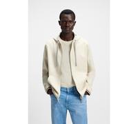 BOSS Cotton-blend zip-up hoodie with patterned drawcords - Style C-Spence 109, 50543427 Natural XXL