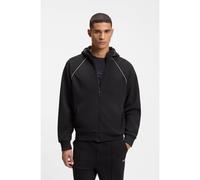 BOSS Cotton-blend zip-up hoodie with piping details - Style SW_Join Saggy, 50553575 Black 5XL
