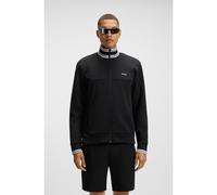 BOSS Cotton-blend zip-up sweatshirt with striped trims - Style FZ Zone, 50543081 Black XXL