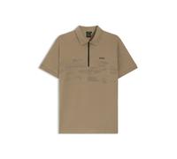 BOSS Cotton-blend zipped polo shirt with reflective graphics - Style PL_Globe Pattern, 50559010 Light Brown 6XL