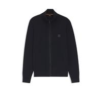 BOSS Cotton-cashmere knitted jacket with logo patch - Style Kanozip_S, 50543692 Dark Blue XXL