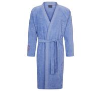 BOSS Cotton dressing gown with embroidered details - Style ASHLEIGH PEIG L, KIM-ASHLEIGH Blue L