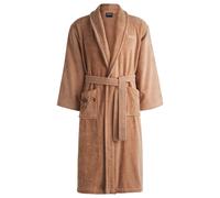 BOSS Cotton dressing gown with embroidered florals - Style MIDNIGHT Bath robe L, KIM-MIDNIGHT Light Brown S