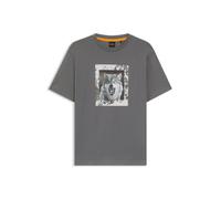 BOSS Cotton-jersey T-shirt with animal artwork - Style Te_lupo, 50554615 Grey M