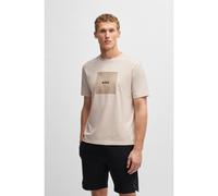 BOSS Mens Tee Logo Rib T-Shirt - Colour: 284 Open Beige - Size: XXL
