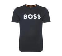 BOSS Cotton-Jersey T-shirt with Large Logo Print - Dark Blue