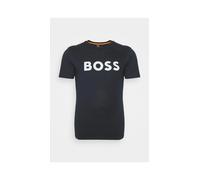 BOSS Cotton-jersey T-shirt with Large Logo Print (Dark Blue, L)