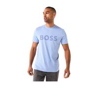 BOSS Cotton-jersey T-shirt with Large Logo Print (Open Blue, XXL)