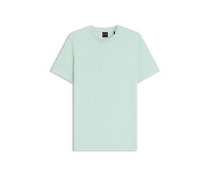 Boss Cotton-Jersey T-Shirt with Large Logo Print - Turquoise