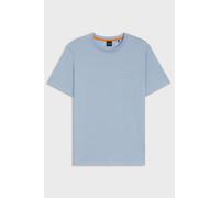 BOSS Cotton-Jersey T-shirt with Logo Patch Open Blue