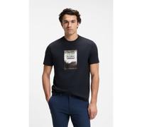 BOSS Cotton-jersey T-shirt with printed artwork - Style Te_Dj, 50561846 Dark Blue
