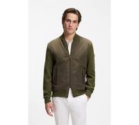 BOSS Cotton-knit hybrid jacket with bomber collar - Style C-Levaio, 50565508 Olive L