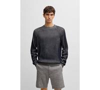 BOSS Cotton-linen sweater with striped knit - Style H-Jilberto, 50540632 Dark Blue L