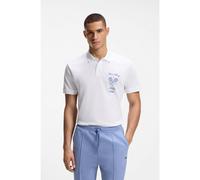 BOSS Cotton-mesh polo shirt with embroidered artwork - Style PL_Member Mesh, 50559753 White XXXL
