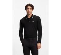 BOSS Cotton-piqué polo shirt with contrast logo - Style Plisy, 50536609 Black XXL