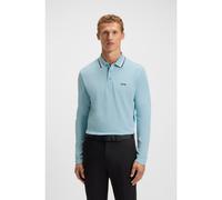 BOSS Cotton-piqué polo shirt with contrast logo - Style Plisy, 50536609 Light Blue M