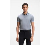 BOSS Cotton Piqué Polo Shirt with Logo Details Grey