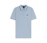 BOSS Green Paddy Mens Cotton-Piqué Polo Shirt with Contrast Logo - Bright Blue