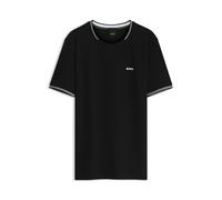 BOSS Mens Taul Stretch-Cotton T-Shirt with Logo and Stripes Black