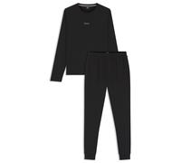 BOSS Cotton pyjama set with monogram waistband - Style Xmas Long Set, 50550547 Black L