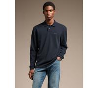 Boss Cotton Rich Waffle Long Sleeve Polo Shirt Navy