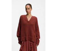 BOSS Cotton sweater with mesh structure - Style C_Fevran, 50559828 Dark Red M
