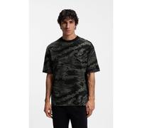 BOSS Cotton T-shirt with camouflage jacquard - Style Te_wildnature, 50553159 Black