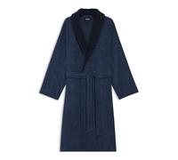 BOSS Cotton velvet dressing gown with Double B monogram - Style DOUBLEB Cypres Bath robe L, KIM-DOUBLEB Dark Blue L