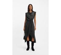 BOSS Cowl-neck dress with wrap skirt - Style C_Dratty, 50553517 Dark Grey 16