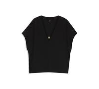 BOSS Crepe V-neck top with Double B monogram buckle - Style Double B_Top, 50557041 Black M
