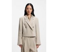 BOSS Cropped blazer in a herringbone-patterned linen blend - Style Jojeka1, 50560970 Light Beige 16