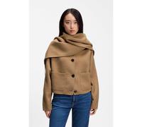 BOSS Cropped oversized-fit jacket with detachable scarf - Style C_Cafrina, 50568510 Light Brown 8
