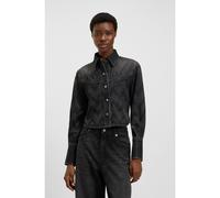 BOSS Cropped regular-fit blouse in crystal-embellished denim - Style C_SHIRT LS 1.0, 50548445 Black XL