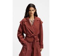 BOSS Cropped trench jacket with belt - Style C_Jophelia, 50556385 Dark Red 14