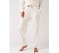 BOSS Cuffed Tracksuit Bottoms With Signature Stripe Drawcord, Cream, Size L, Women Cream