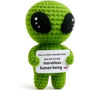 Boss Day Appreciation Gifts - Christmas Stocking Stuffers for Adult - Office White Elephant Exchange, Birthday Gifts for Coworkers, Teachers, Friends, Crochet Alien Plush with Positive Message Card