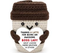 Boss Day Gifts for Women Boss Lady Bosses Day for Leader Manager Supervisor Handmade Crochet Coffee Mug Cup Gifts Birthday Christmas Coffee Lover Thank You Best Great Leader Female Desk Office Decor