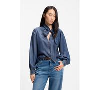 BOSS Denim-look blouse with scarf detail - Style C_Betilla, 50566353 Blue 6