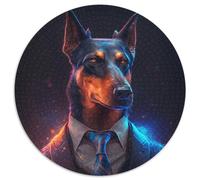 Boss Doberman Jigsaw Puzzles for Adults 1000 Piece Round Puzzle 1000 Pieces Jigsaw Perfect for Teenagers & Home Decor 67.5x67.5cm