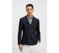 BOSS Double-breasted blazer in cotton and virgin-wool seersucker - Style C-Hanry-DB-254, 50553872 Dark Blue 38R