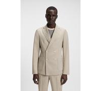 BOSS Double-breasted blazer in micro-patterned virgin wool - Style C-Hanry-DB-254, 50553881 Natural 44R