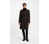 BOSS Double-breasted coat in an alpaca blend - Style H-Hyde-DB-Peak-254, 50551135 Dark Brown 40R